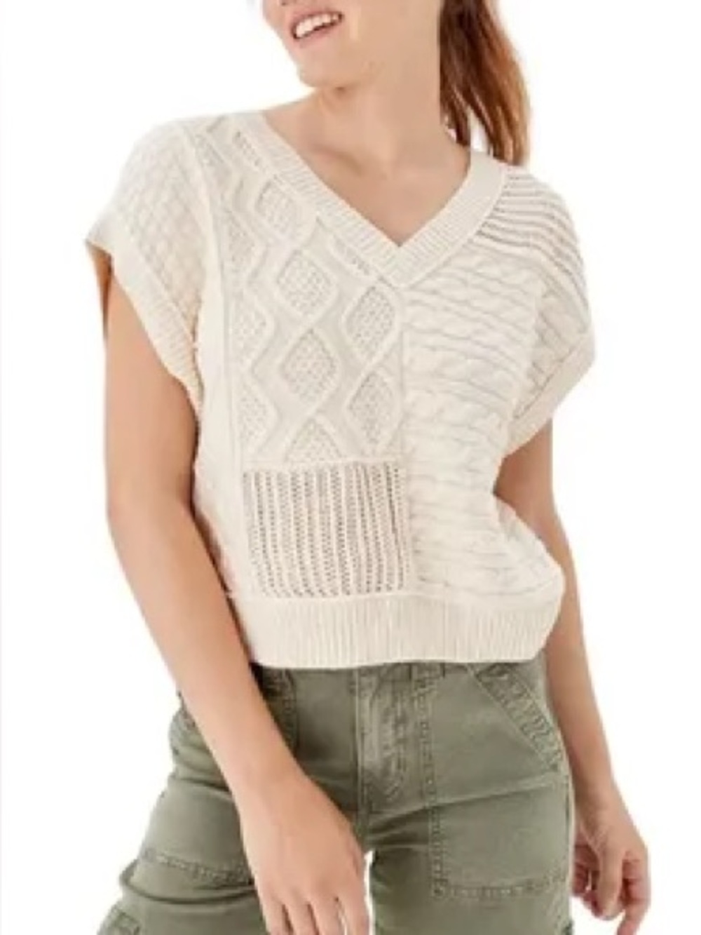 American eagle short sleeve cable knit sweater